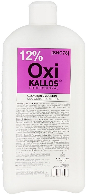 Oxidizing Emulsion 12% - Kallos Cosmetics OXI Oxidation Emulsion With Parfum — photo N1