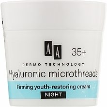 Fragrances, Perfumes, Cosmetics Anti-Wrinkle Night Face Cream 35+ - AA Dermo Technology Hyaluronic Microthreads Filling Anti-Wrinkle Night Cream