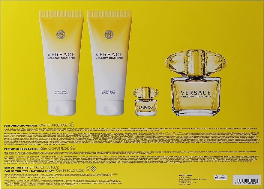 Versace Yellow Diamond - Set (edt/90ml + edt/5ml + b/lot/100ml + sh/gel/100ml)  — photo N7