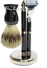 Fragrances, Perfumes, Cosmetics Shaving Set - Golddachs Finest Badger, Mach3 Black Chrom (sh/brush + razor + stand)