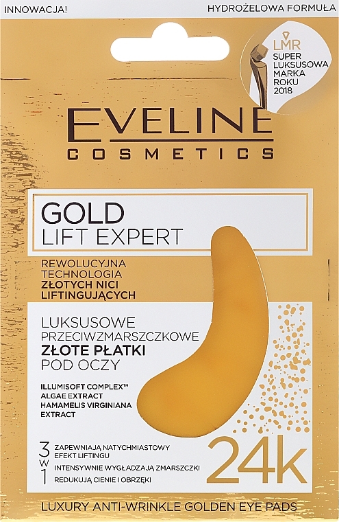 Eye Patches - Eveline Cosmetics Gold Lift Expert Luxury Antiwrinkle Golden Eye Pads — photo N1