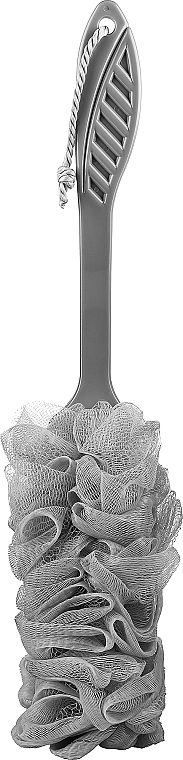 Massage Bath Sponge 9110, long handle, 45 cm, grey - Titania — photo N1