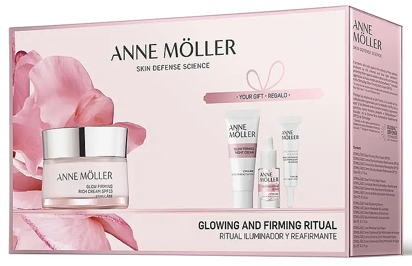 Set - Anne Moller Stimulage Glowing And Firming Ritual Set (d/cr/50ml + n/cr/15ml + eye/cr/5ml + ser/5ml) — photo N1