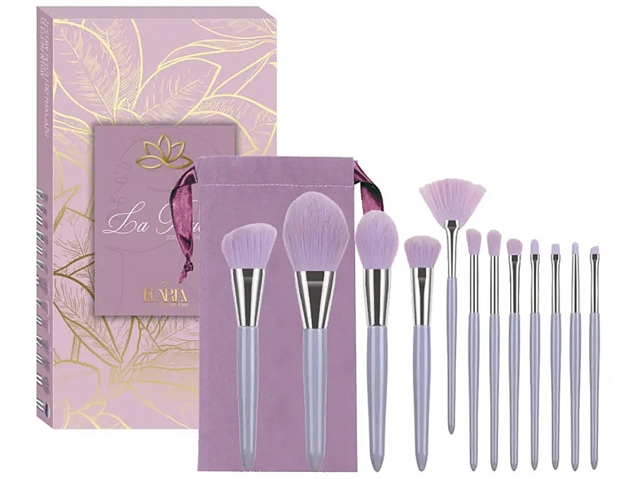 Makeup Brush Set, 13 pcs, purple - Ecarla — photo N1