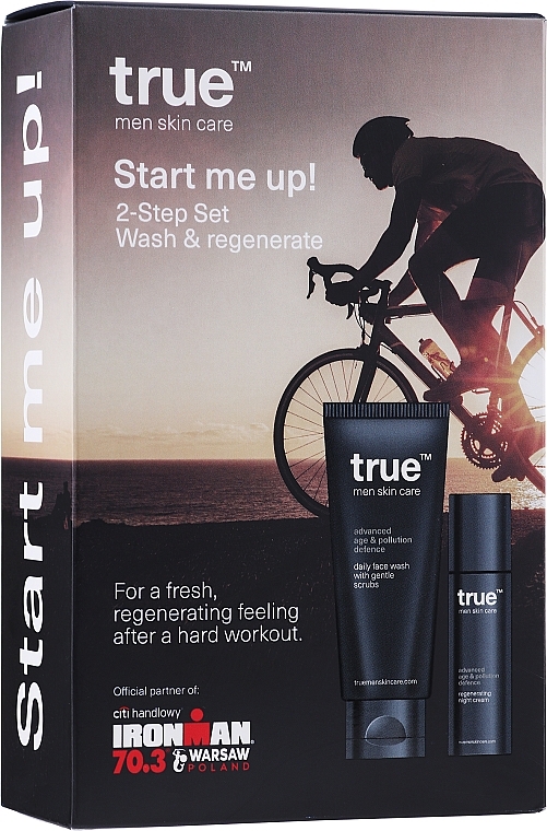 Set - True Men Skin Care Advanced Age & Pollution Defence Start Me UP! (f/cr/50ml + f/gel/200ml + bag/1pc) — photo N1