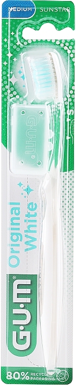 Toothbrush, medium, white - G.U.M OriginalWhite Toothbrush Medium — photo N1