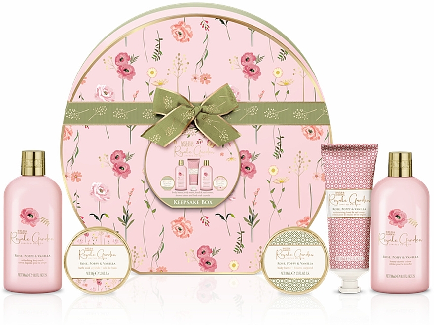 Set, 5 products - Baylis & Harding Royale Garden Rose, Poppy & Vanilla Luxury Hat Box Gift Set — photo N1