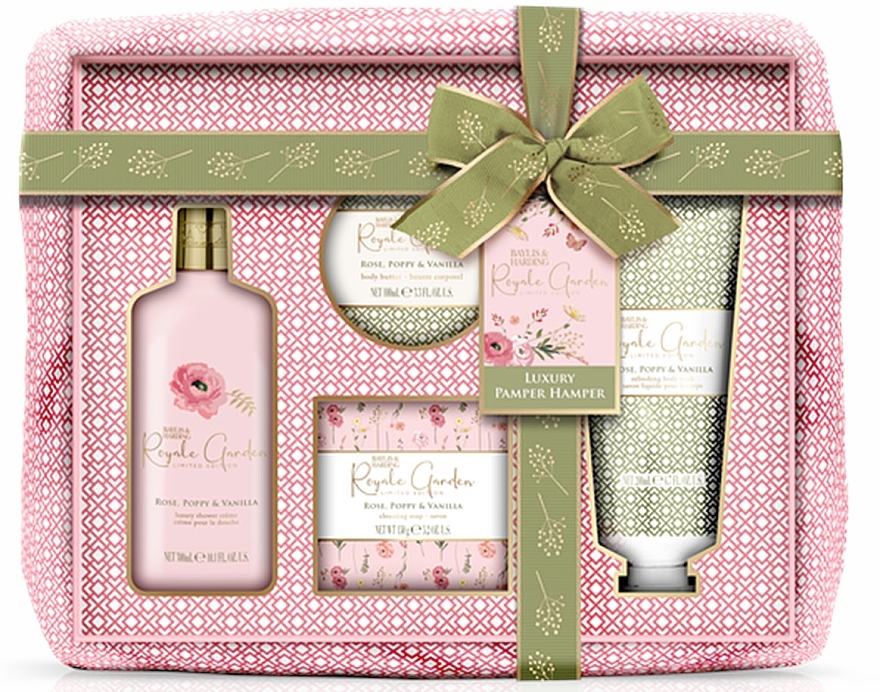 Set, 5 products - Baylis & Harding Royale Garden Rose, Poppy & Vanilla Luxury Bathing Hamper Gift Set — photo N1