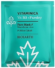 Cleansing & Soothing Sheet Mask for Sensitive & Combination Skin - Bioearth Vitaminica Single Sheet Face Mask Vitb3 + Parsley — photo N1