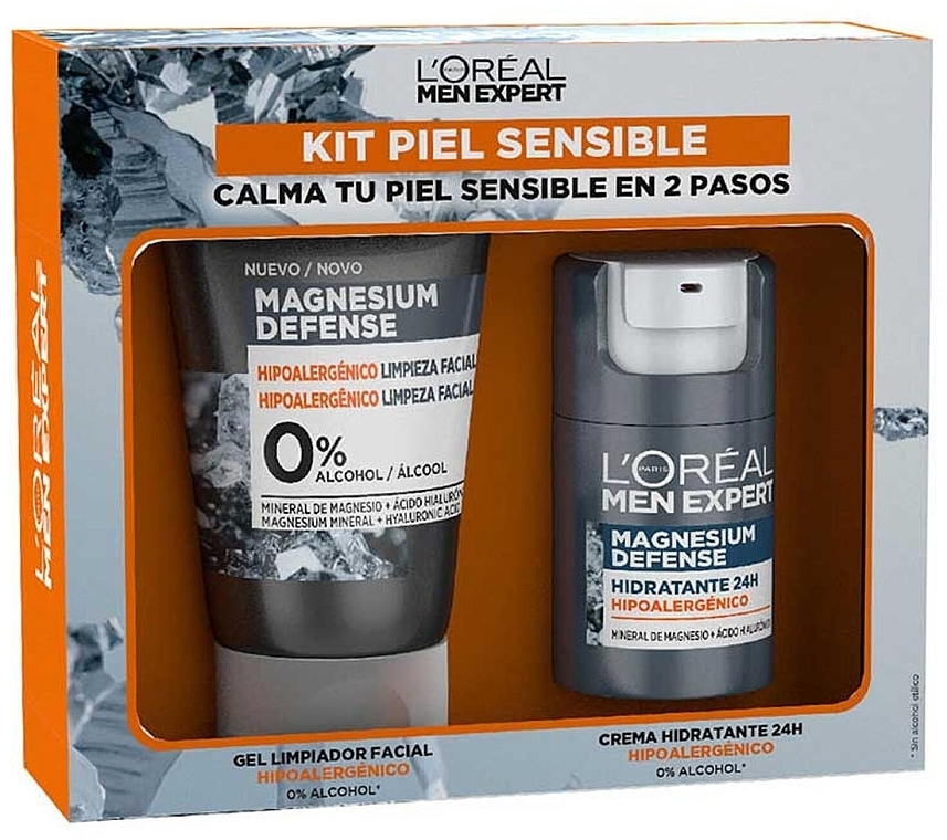 セット - L'Oreal Paris Men Expert Magnesium Defense Set (cl/gel/100ml + f/cr/50ml) — photo N1