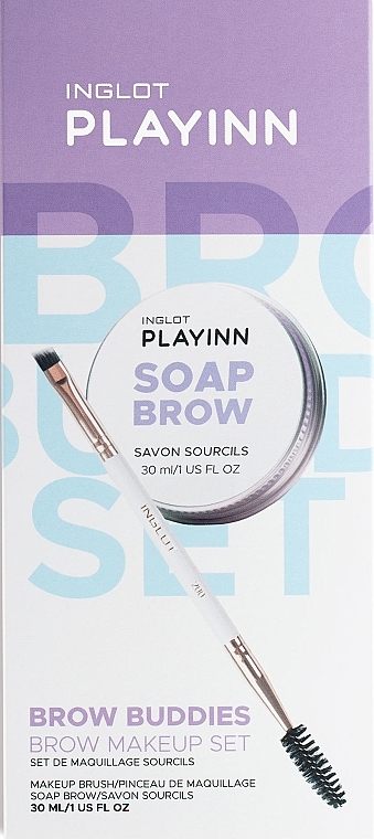Set - Inglot Playinn Brow Buddies Brow Makeup Set (soap/brow/30ml + brush) — photo N1