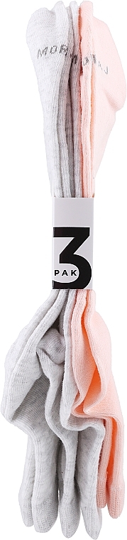 Short Women Socks, 3 pairs, gray/pink - Moraj — photo N1