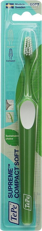 Supreme Compact Soft Toothbrush, soft, green - TePe Comfort Toothbrush — photo N1
