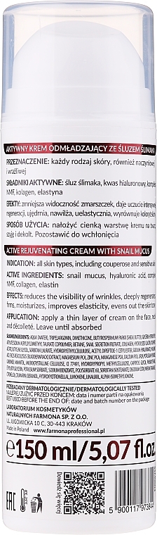 Active Rejuvenating Snail Mucin Cream - Farmona Professional Snail Repair Active Rejuvenating Cream With Snail Mucus — photo N2