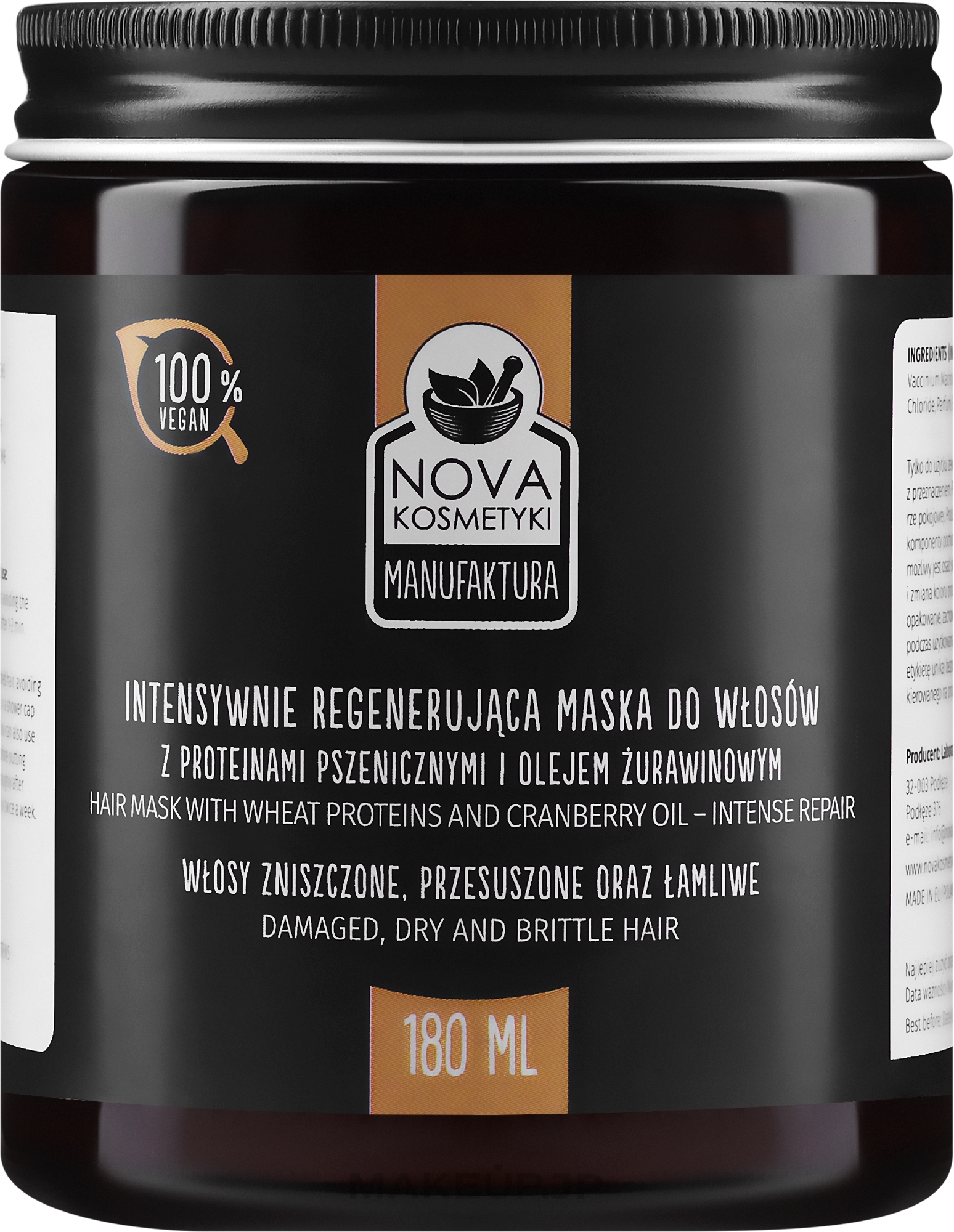 Intensive Regenerating Hair Mask - Nova Kosmetyki Hair Mask — photo 180 ml