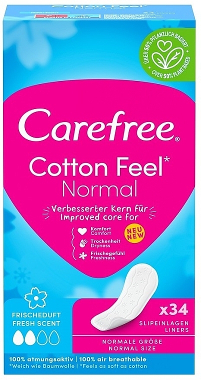 Daily Liners with Fresh Scent, 34 pcs - Carefree Cotton Fresh — photo N1