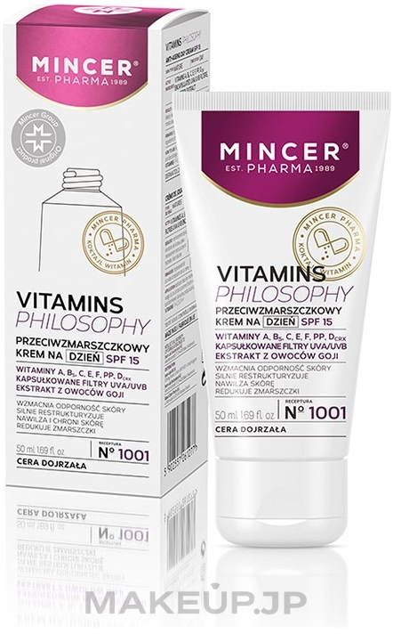 Anti-Wrinkle Day Face Cream - Mincer Pharma Vitamins Philosophy Anti Wrinkle Face Cream SPF15 № 1001 — photo 50 ml