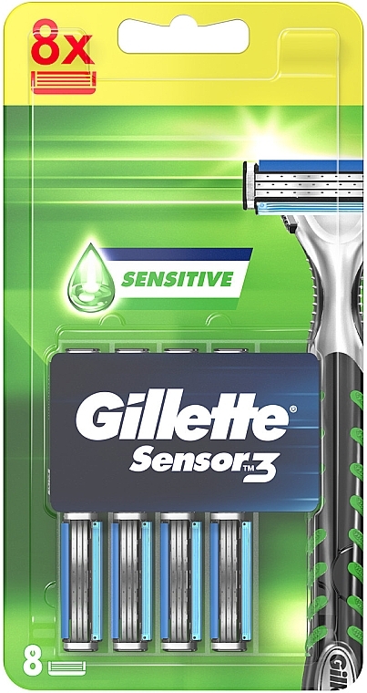 Replaceable Shaving Cartridges, 8 pcs - Gillette Sensor3 Sensitive — photo N1