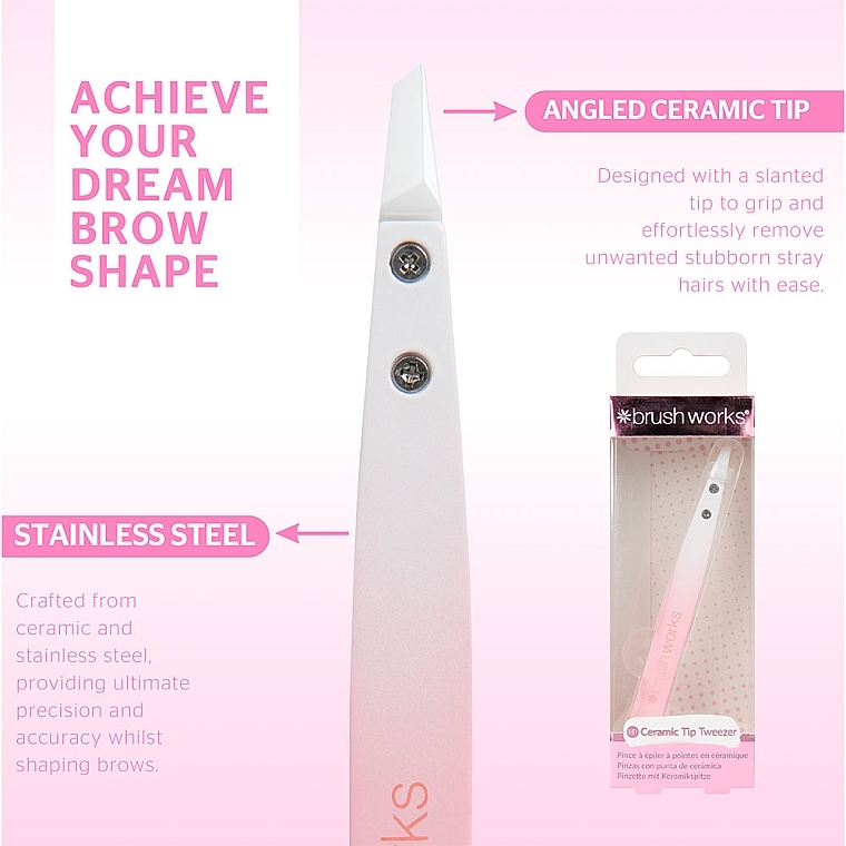 Tweezers with Ceramic Tips, pink - Brushworks Ceramic Tip Tweezer — photo N4