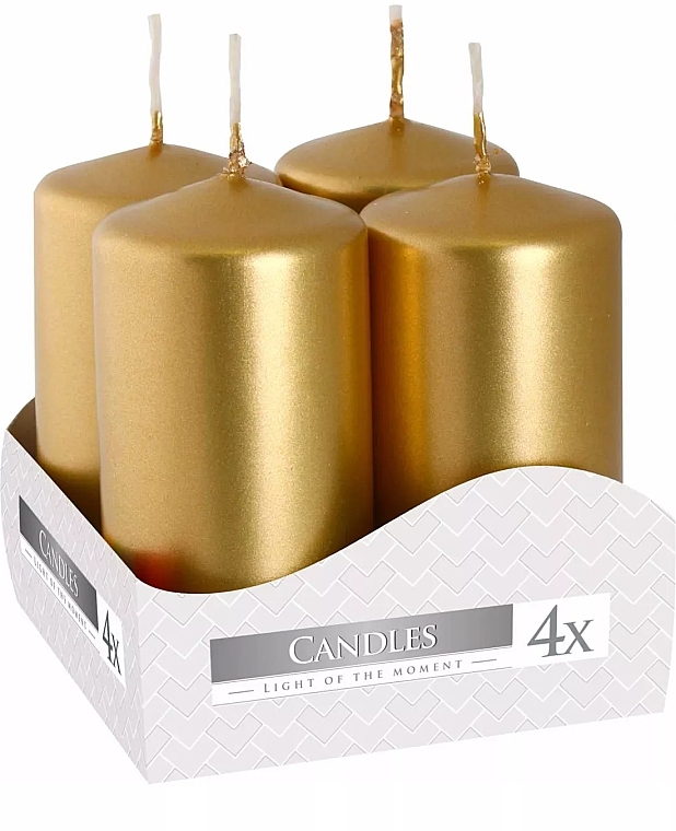 Votive Candle Set 40x80 mm, gold metallic, 4 pcs. - Bispol — photo N1