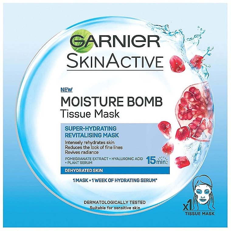 Pomegranate Extract Sheet Mask - Garnier Skin Active Pomegranate Moisture Bomb Eye Tissue Mask — photo N1