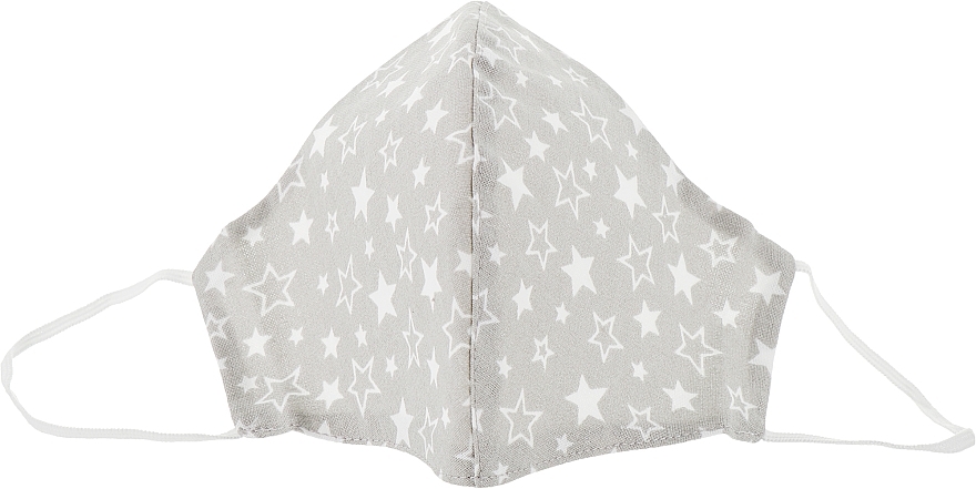 Protective Fabric Face Mask, grey with stars, size M - Gioia — photo N1