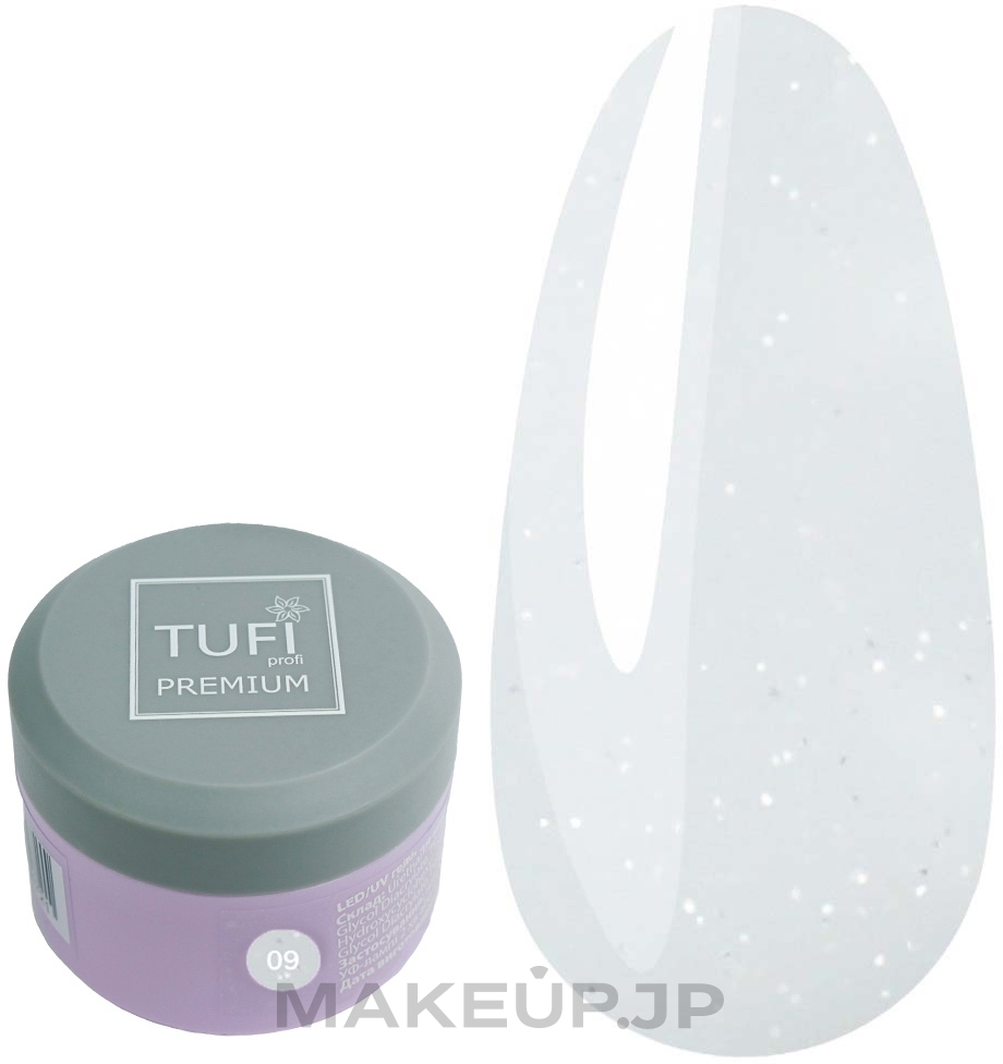 Shimmering Nail Builder Gel - Tufi Profi Premium LED/UV Gel 09 White Frost — photo 5 g