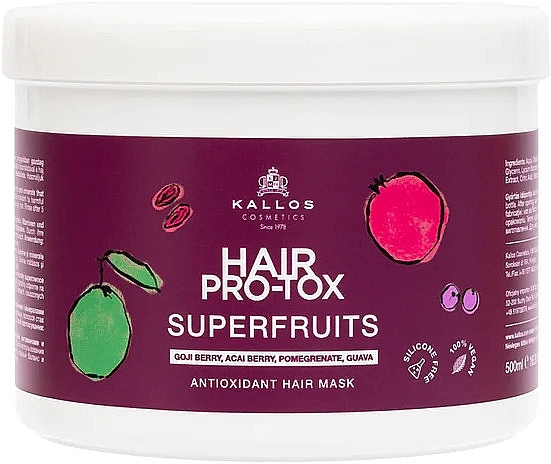 Hair Cream Mask - Kallos Hair Pro-tox Superfruits Hair Mask — photo N2
