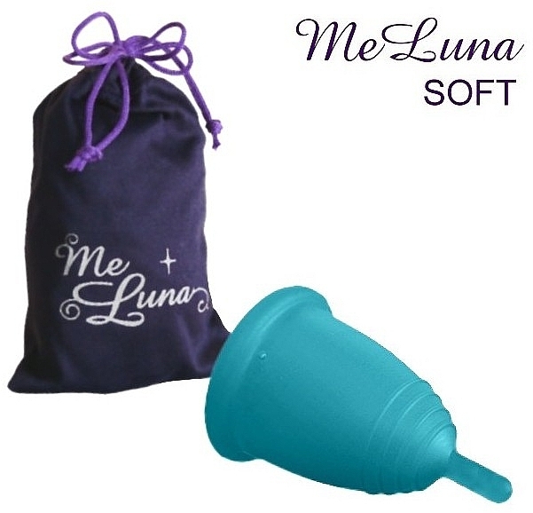 Menstrual Cup with Stem, M size, sea wave - MeLuna Soft Menstrual Cup Stem — photo N1