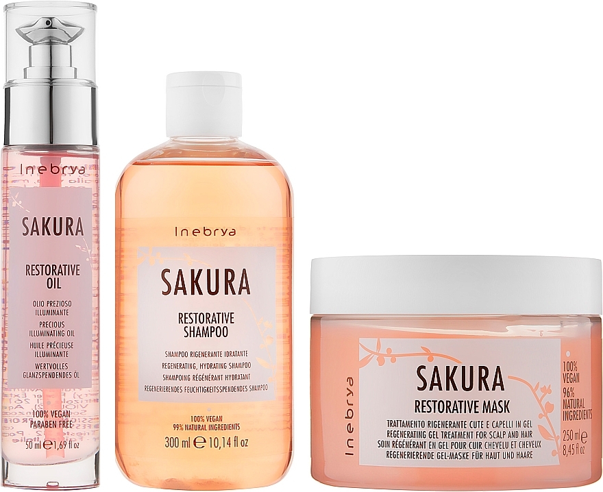 Set - Inebrya Sakura Restorative Kit (shm/300ml + mask/250ml + oil/50ml) — photo N2