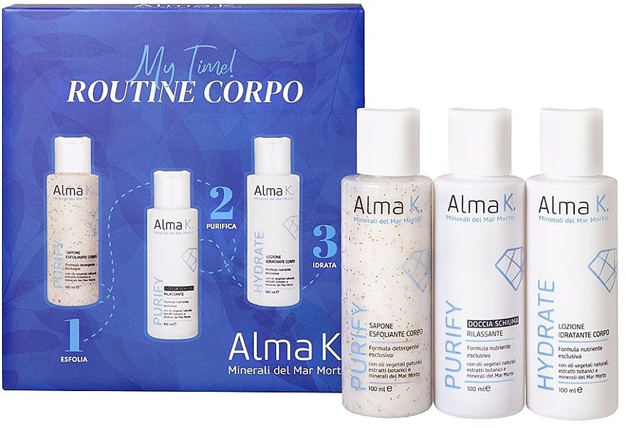 Set - Alma K. My Time! Body Care Routine Kit (sh/gel/100 ml + soap/100 ml + b/lot/100 ml) — photo N2