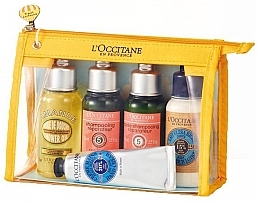 Fragrances, Perfumes, Cosmetics Set - L'Occitane Travel Light Set (sh/oil/75ml + sm/75ml + cond/75ml + b/lot/75ml + h/cr/30ml + bag)