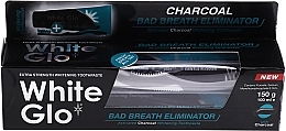 Fragrances, Perfumes, Cosmetics Bad Breath Eliminator Set, woothbrush with light blue bristle - White Glo Charcoal Bad Breath Eliminator (t/paste/100ml + t/brush/1)