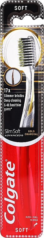 Toothbrush, grey-golden - Colgate Slim Soft Advanced Gold — photo N1