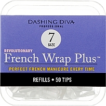 Fragrances, Perfumes, Cosmetics Narrow Nail Tips "French Smile+" - Dashing Diva French Wrap Plus White 50 Tips (Size 7)