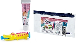 Fragrances, Perfumes, Cosmetics Children's Travel Dental Set, Yellow Toothbrush - Kin Fluorkin Children's Travel Crocodile Set (toothpaste/25ml+toothbrush/1pcs+bag)