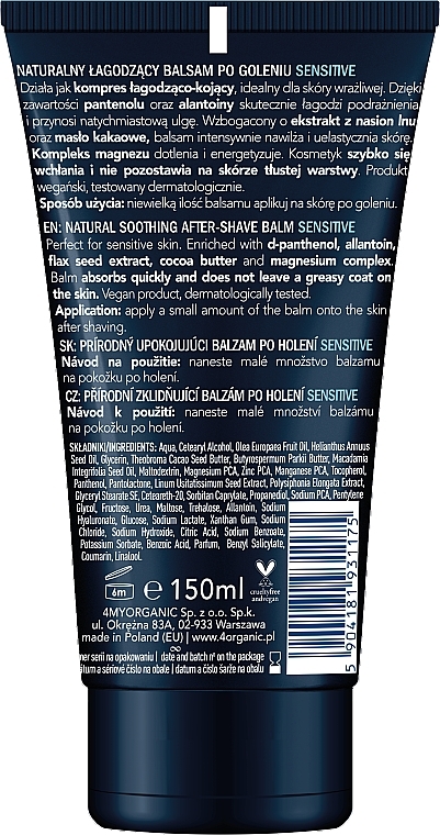 Soothing After Shave Balm for Sensitive Skin - 4Organic Men Power Natural Soothing After-Shave Balm Sensitive — photo N2