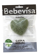 Fragrances, Perfumes, Cosmetics Heart Cleansing Sponge "Green Tea" - Bebevisa Konjac Sponge