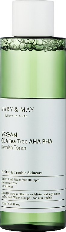 Centella Asiatica & Tea Tree Toner - Mary & May Vegan Cica Tea Tree AHA PHA Toner — photo N1