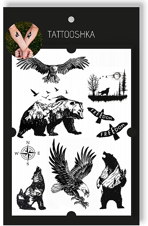 Temporary Tattoo Stickers Set "Wild Nature" - Tattooshka — photo N2