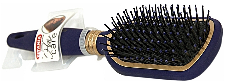 Square Massage Hair Brush, 26 cm, blue - Titania — photo N1