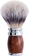 シェービング ブラシ - Plisson Thuja Wood And Chrome Finish & High Mountain White Fibre Shaving Brush	 — photo N1