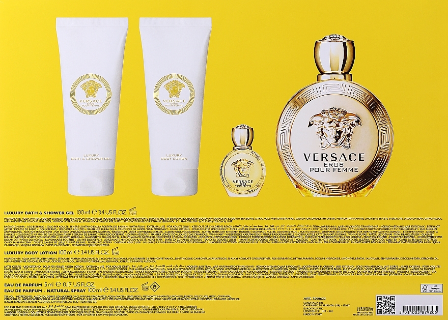 Versace Eros Pour Femme - Set (edp/100ml + edp/mini/5ml + b/lot/100ml + sh/gel/100ml) — photo N3