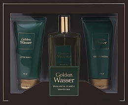 Set (sh/gel/150ml + edt/150ml + af/shave/balm/150ml) - Spanish Golden Wasser Institute — photo N1