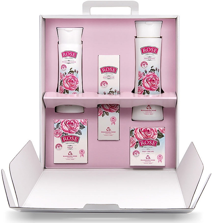 Women Gift Set 'Rose' - Bulgarian Rose (cr/50ml + cr/50ml + micel wather/150ml + gel/150ml + soap/100g) — photo N2
