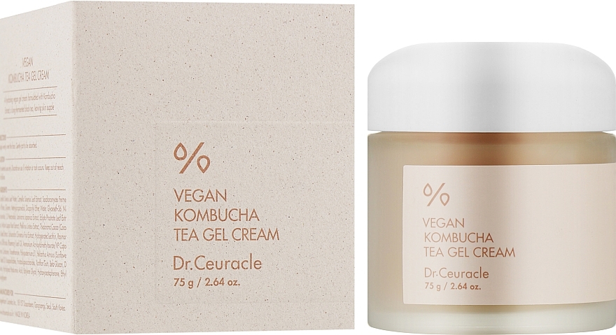 Vegan Facial Cream Gel with Kombucha Tea Extract - Dr.Ceuracle Vegan Kombucha Tea Gel Cream — photo N2