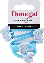 Fragrances, Perfumes, Cosmetics Hair Clip & Tie Set, FA-5663+1, blue with bunnies - Donegal