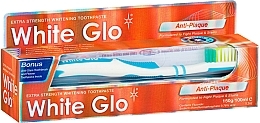 Set "Plaque" with White-Blue Brush - White Glo Anti-Plaque (t/paste/100ml + t/brush/1 + dental/flosser/1) — photo N2