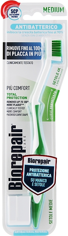 Perfect Clean Toothbrush, medium, white-green - Biorepair — photo N2