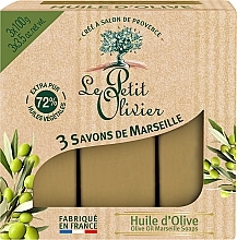 3 Traditional Olive Oil Soaps - Le Petit Olivier 3 traditional Marseille soaps Olive oil — photo N1